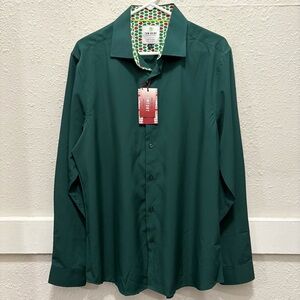 Tom Baine Holiday Collection Slim Fit 4-Way Stretch Button Down in Hunter NWT XL